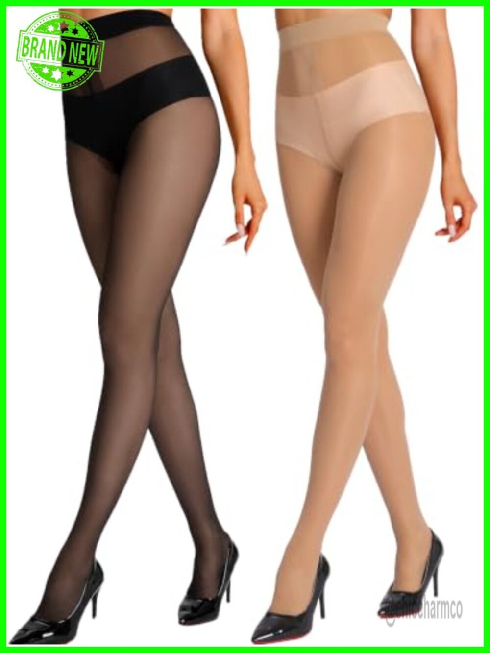 Sheer Tights 2 Pairs 20D Nylon Pantyhose T-Crotch Control Top